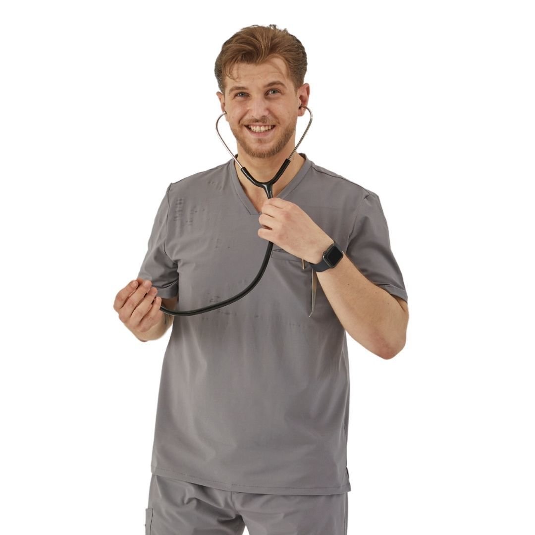 JOGGER-Erkek Likralı Gri Üniforma Üst
