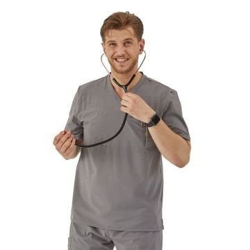JOGGER-Erkek Likralı Gri Üniforma Üst