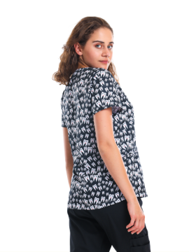 BASKILI- Kadın Medikal Üniforma Üst L