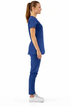 Imperial Berry - Kadın Likralı Medikal Scrubs Üniforma Takımı Doktor Hemşire Hastane Forması - Lacivert (KMR57)