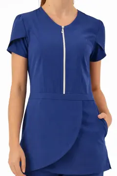 Imperial Berry - Kadın Likralı Medikal Scrubs Üniforma Takımı Doktor Hemşire Hastane Forması - Lacivert (KMR57)