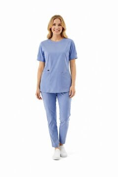 IMPERIAL LAVANDER - KADIN LİKRALI BUZ MAVİSİ ÜNİFORMA TAKIMI (KMR57)