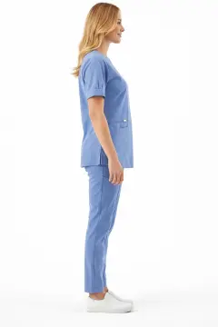 IMPERIAL LAVANDER - KADIN LİKRALI BUZ MAVİSİ ÜNİFORMA TAKIMI (KMR57)