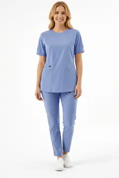 IMPERIAL LAVANDER - KADIN LİKRALI BUZ MAVİSİ ÜNİFORMA TAKIMI (KMR57)