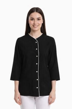 POPPY - Kadın Likralı Lacivert Üniforma Üst