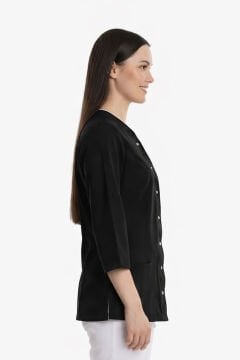 POPPY - Kadın Likralı Lacivert Üniforma Üst