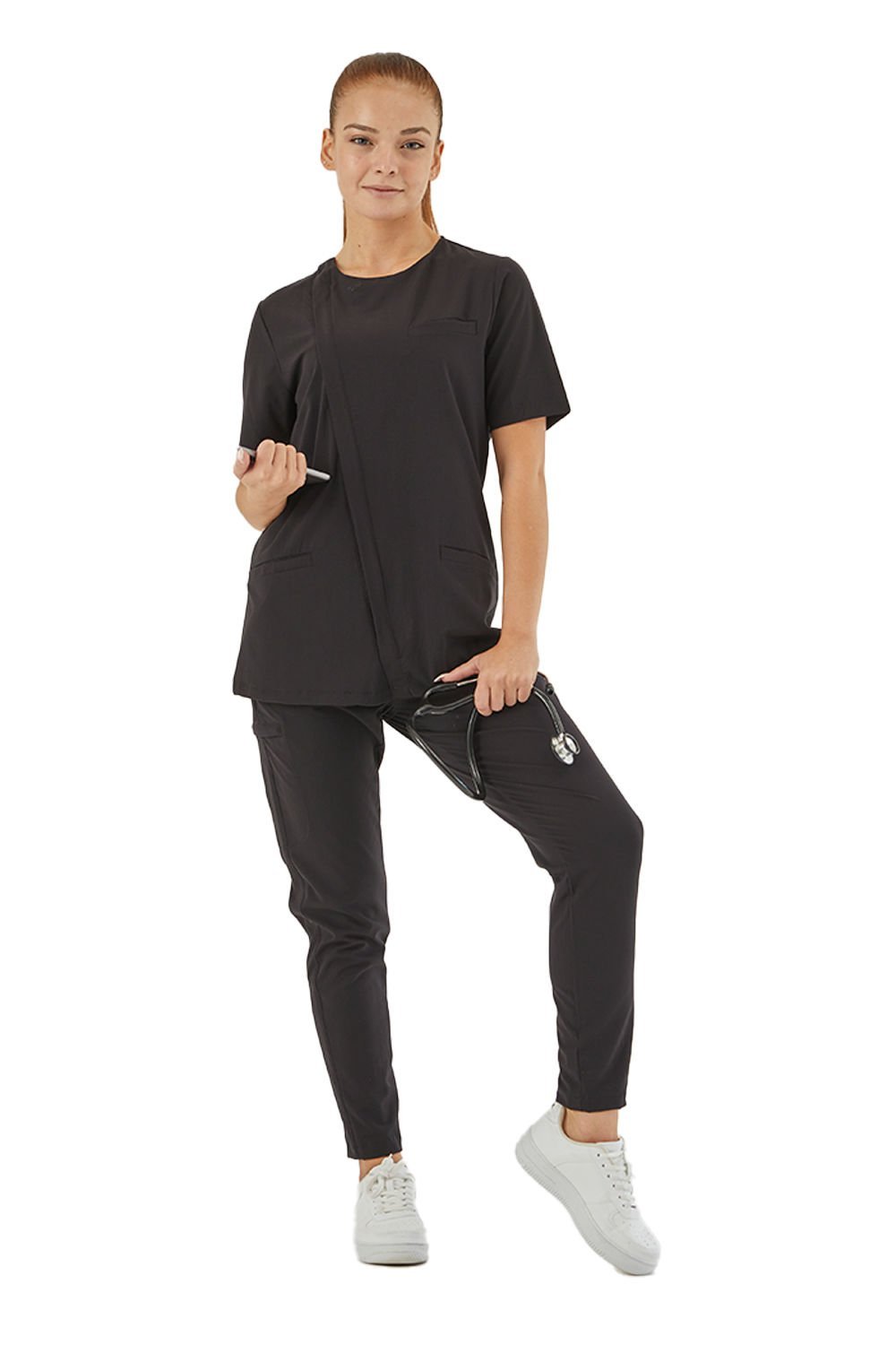 IMPERIAL SAKURA - KADIN LİKRALI SİYAH ÜNİFORMA TAKIMI (KMR56)