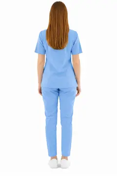 IMPERIAL SARE - KADIN LİKRALI BUZ MAVİ ÜNİFORMA TAKIMI (KMR57)