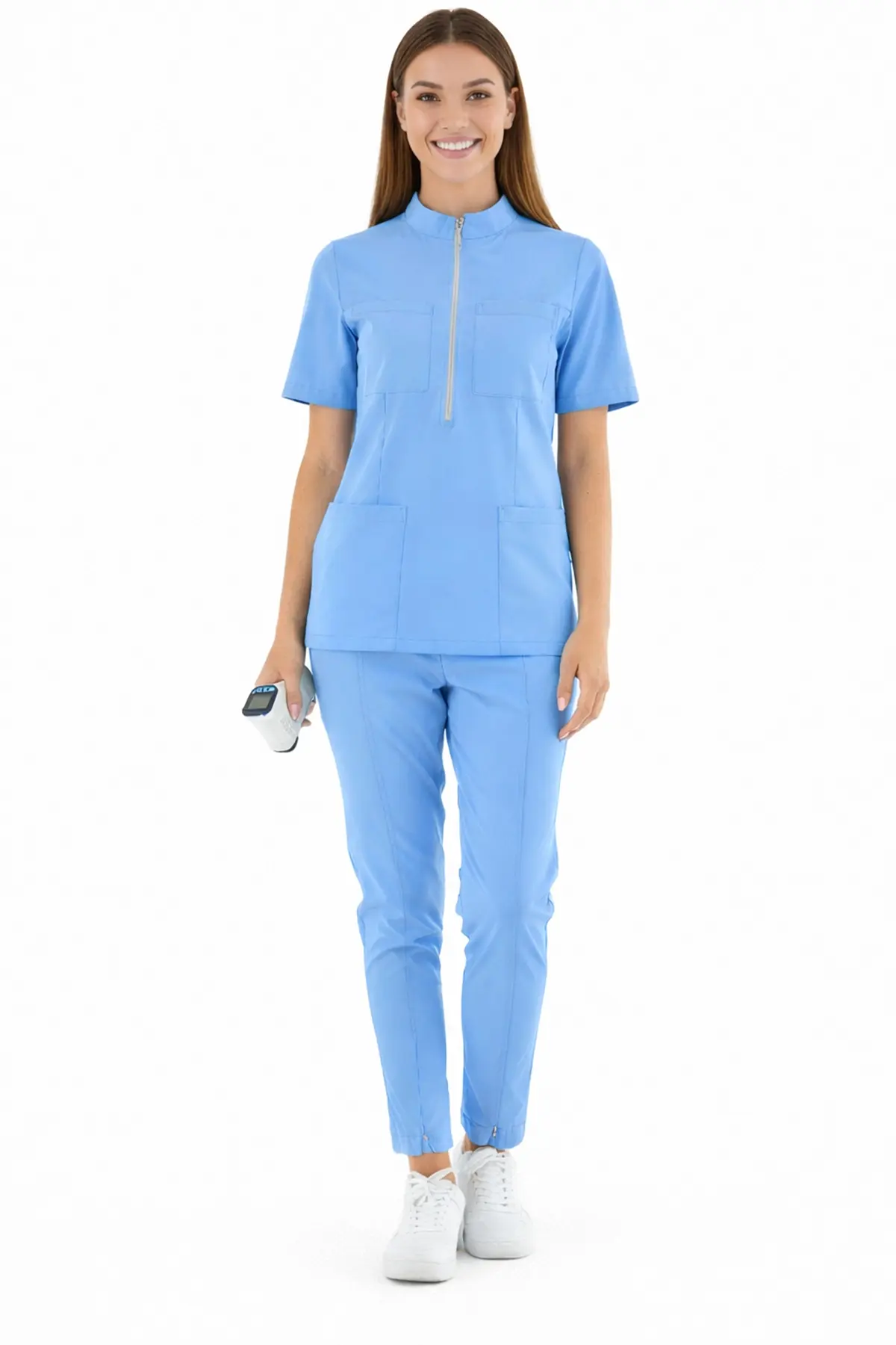 IMPERIAL SARE - KADIN LİKRALI BUZ MAVİ ÜNİFORMA TAKIMI (KMR57)