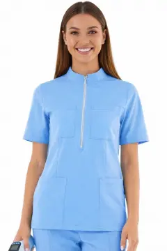 IMPERIAL SARE - KADIN LİKRALI BUZ MAVİ ÜNİFORMA TAKIMI (KMR57)