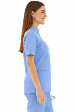 IMPERIAL SARE - KADIN LİKRALI BUZ MAVİ ÜNİFORMA TAKIMI (KMR57)