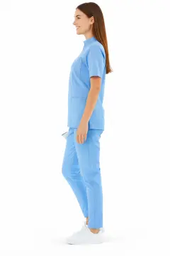 IMPERIAL SARE - KADIN LİKRALI BUZ MAVİ ÜNİFORMA TAKIMI (KMR57)