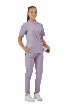 IMPERIAL SARE - KADIN LİKRALI LİLA ÜNİFORMA TAKIMI (KMR56)