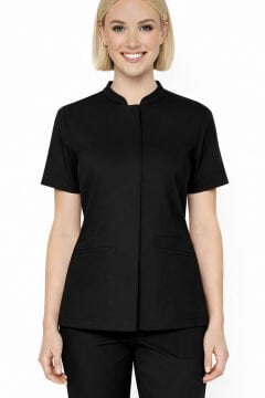 İmperial - Alya Kadın Likralı Medikal Scrubs Üniforma Takımı Doktor Hemşire Hastane Forması - Siyah