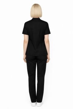 İmperial - Alya Kadın Likralı Medikal Scrubs Üniforma Takımı Doktor Hemşire Hastane Forması - Siyah