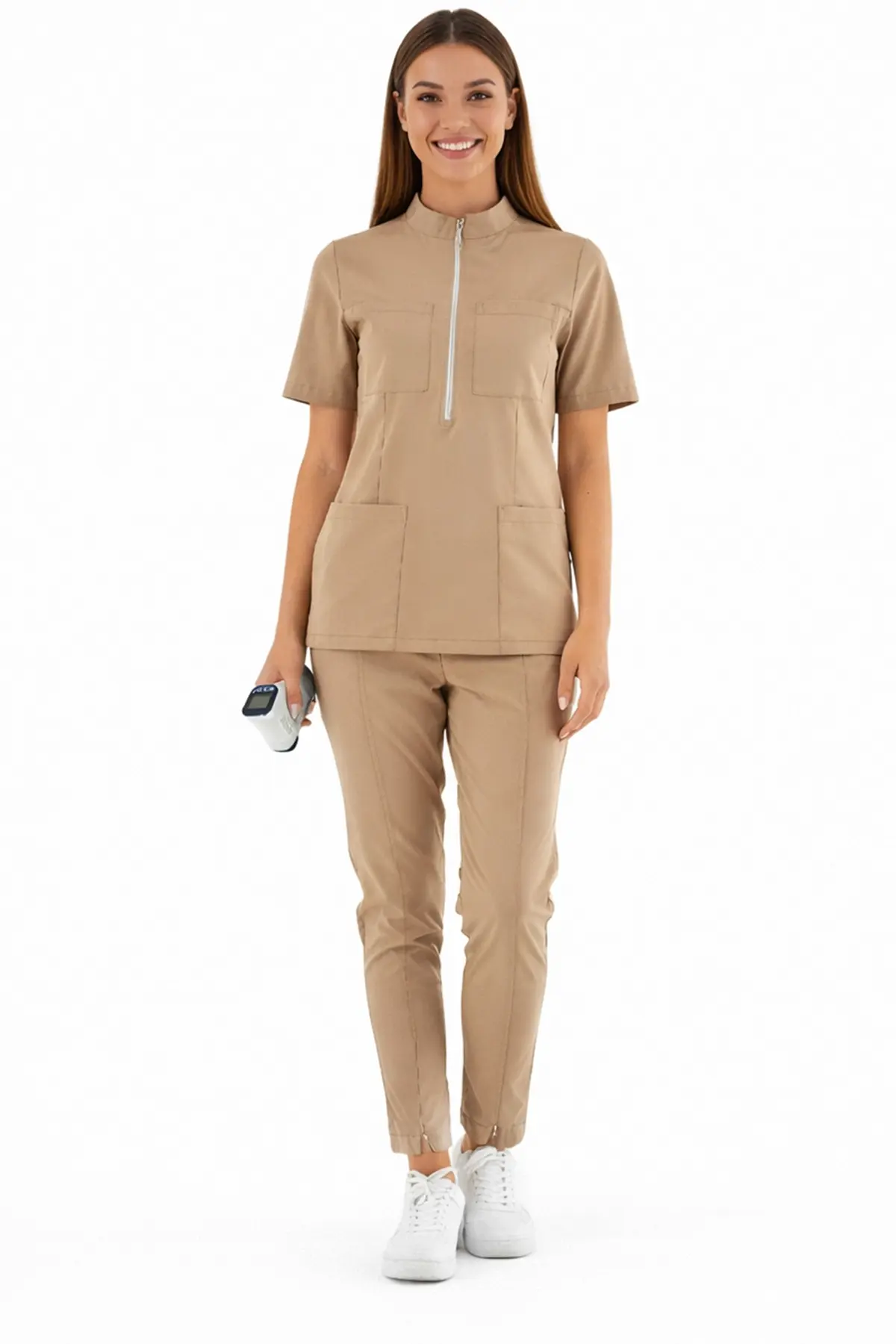 IMPERIAL SARE - KADIN LİKRALI BEJ ÜNİFORMA TAKIMI (KMR57)