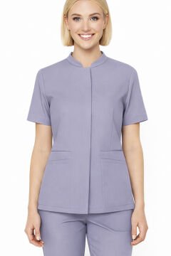 İmperial - Alya Kadın Likralı Medikal Scrubs Üniforma Takımı Doktor Hemşire Hastane Forması - Lila