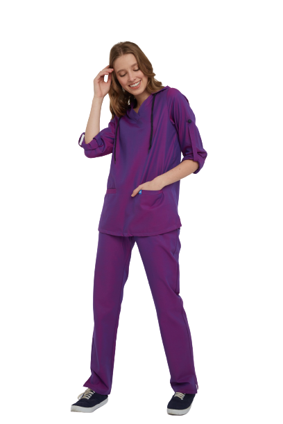 VIOLET- Kadın Koton Mor Medikal Üniforma Takımı