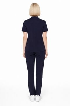 İmperial - Alya Kadın Likralı Medikal Scrubs Üniforma Takımı Doktor Hemşire Hastane Forması - Lacivert