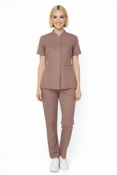 İmperial - Alya Kadın Likralı Medikal Scrubs Üniforma Takımı Doktor Hemşire Hastane Forması - Gül Pembesi
