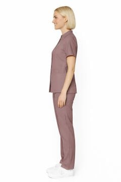 İmperial - Alya Kadın Likralı Medikal Scrubs Üniforma Takımı Doktor Hemşire Hastane Forması - Gül Pembesi