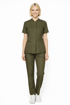 İmperial - Alya Kadın Likralı Medikal Scrubs Üniforma Takımı Doktor Hemşire Hastane Forması - Yeşil