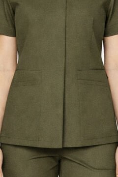 İmperial - Alya Kadın Likralı Medikal Scrubs Üniforma Üst Doktor Hemşire Hastane Forması Üst - Yeşil