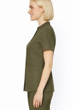 İmperial - Alya Kadın Likralı Medikal Scrubs Üniforma Üst Doktor Hemşire Hastane Forması Üst - Yeşil