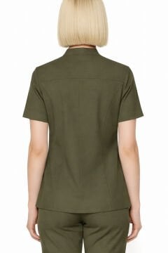 İmperial - Alya Kadın Likralı Medikal Scrubs Üniforma Üst Doktor Hemşire Hastane Forması Üst - Yeşil