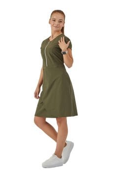 IMPERIAL CHERRY - KADIN LİKRALI KOYU YEŞİL ELBİSE