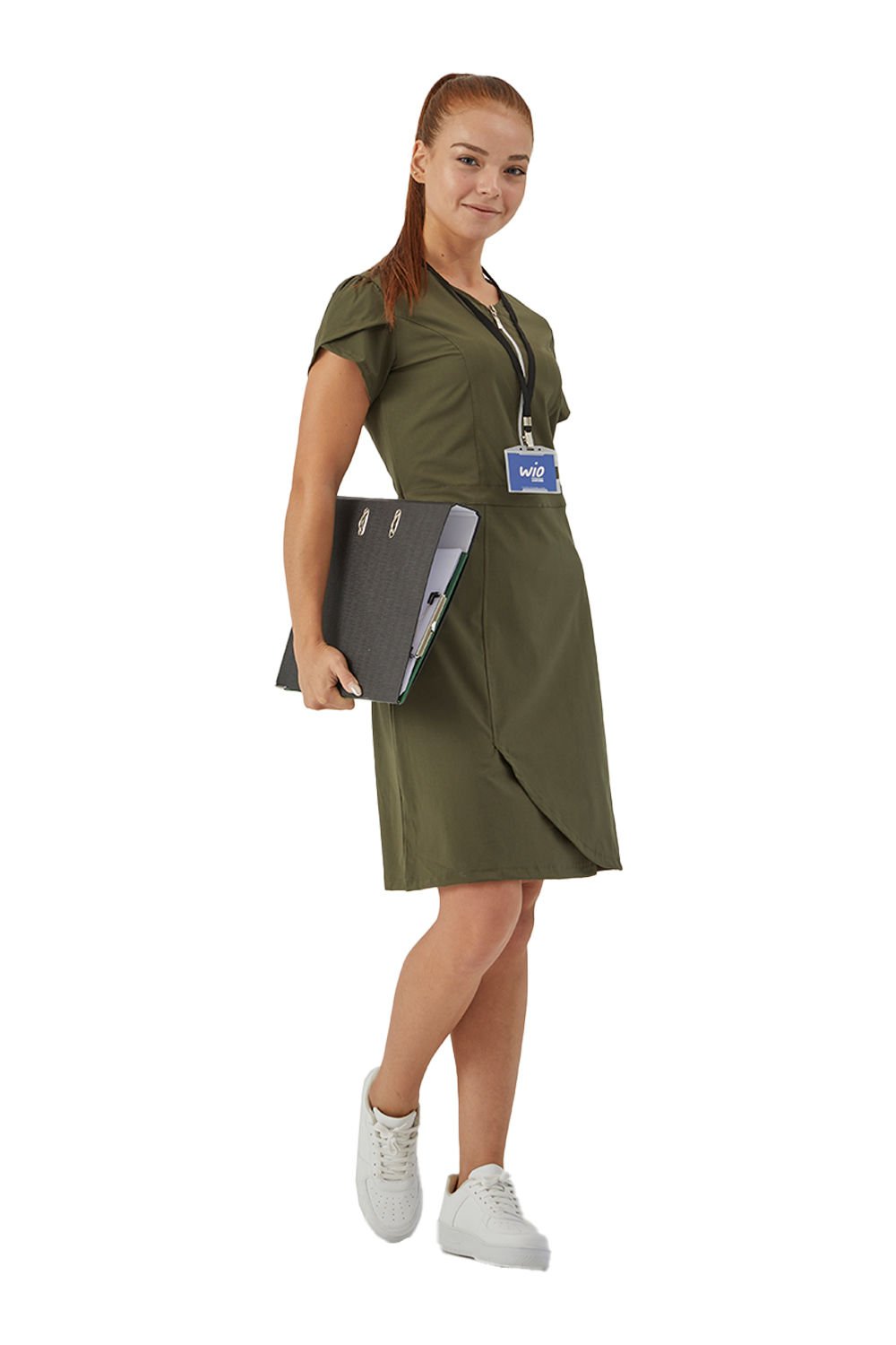 IMPERIAL CHERRY - KADIN LİKRALI KOYU YEŞİL ELBİSE