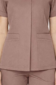 İmperial - Alya Kadın Likralı Medikal Scrubs Üniforma Üst Doktor Hemşire Hastane Forması Üst - Gül Pembesi