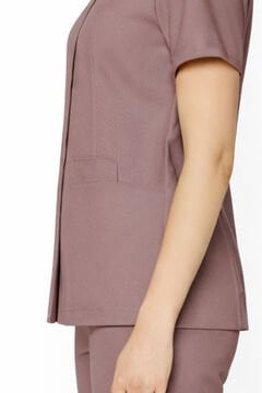 İmperial - Alya Kadın Likralı Medikal Scrubs Üniforma Üst Doktor Hemşire Hastane Forması Üst - Gül Pembesi