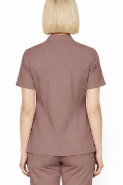 İmperial - Alya Kadın Likralı Medikal Scrubs Üniforma Üst Doktor Hemşire Hastane Forması Üst - Gül Pembesi