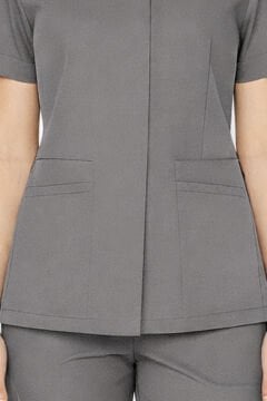 İmperial - Alya Kadın Likralı Medikal Scrubs Üniforma Üst Doktor Hemşire Hastane Forması Üst - Koyu Gri