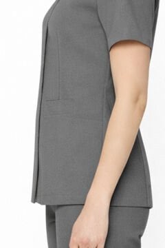 İmperial - Alya Kadın Likralı Medikal Scrubs Üniforma Üst Doktor Hemşire Hastane Forması Üst - Koyu Gri