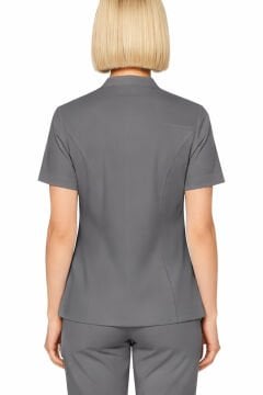 İmperial - Alya Kadın Likralı Medikal Scrubs Üniforma Üst Doktor Hemşire Hastane Forması Üst - Koyu Gri