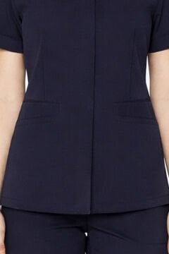 İmperial - Alya Kadın Likralı Medikal Scrubs Üniforma Üst Doktor Hemşire Hastane Forması Üst - Lacivert