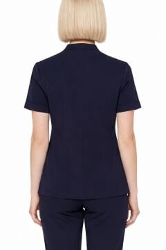 İmperial - Alya Kadın Likralı Medikal Scrubs Üniforma Üst Doktor Hemşire Hastane Forması Üst - Lacivert