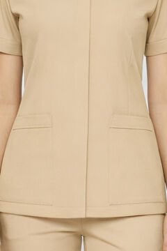 İmperial - Alya Kadın Likralı Medikal Scrubs Üniforma Üst Doktor Hemşire Hastane Forması Üst - Bej