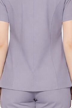 İmperial - Alya Kadın Likralı Medikal Scrubs Üniforma Üst Doktor Hemşire Hastane Forması Üst - Lila