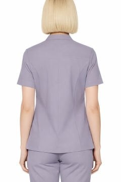 İmperial - Alya Kadın Likralı Medikal Scrubs Üniforma Üst Doktor Hemşire Hastane Forması Üst - Lila