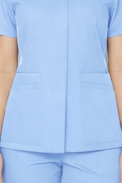 İmperial - Alya Kadın Likralı Medikal Scrubs Üniforma Üst Doktor Hemşire Hastane Forması Üst - Buz Mavi