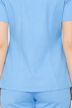 İmperial - Alya Kadın Likralı Medikal Scrubs Üniforma Üst Doktor Hemşire Hastane Forması Üst - Buz Mavi