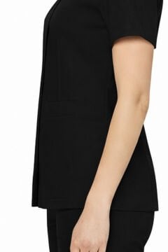 İmperial - Alya Kadın Likralı Medikal Scrubs Üniforma Üst Doktor Hemşire Hastane Forması Üst - Siyah