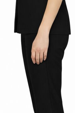 İmperial - Alya Kadın Likralı Medikal Scrubs Üniforma Üst Doktor Hemşire Hastane Forması Üst - Siyah