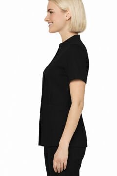 İmperial - Alya Kadın Likralı Medikal Scrubs Üniforma Üst Doktor Hemşire Hastane Forması Üst - Siyah