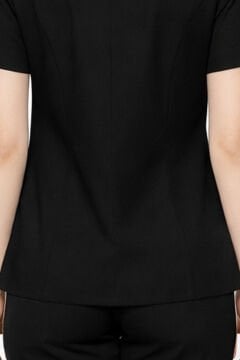 İmperial - Alya Kadın Likralı Medikal Scrubs Üniforma Üst Doktor Hemşire Hastane Forması Üst - Siyah