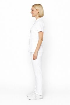 İmperial - Alya Kadın Likralı Medikal Scrubs Üniforma Takımı Doktor Hemşire Hastane Forması - Beyaz