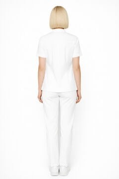 İmperial - Alya Kadın Likralı Medikal Scrubs Üniforma Takımı Doktor Hemşire Hastane Forması - Beyaz